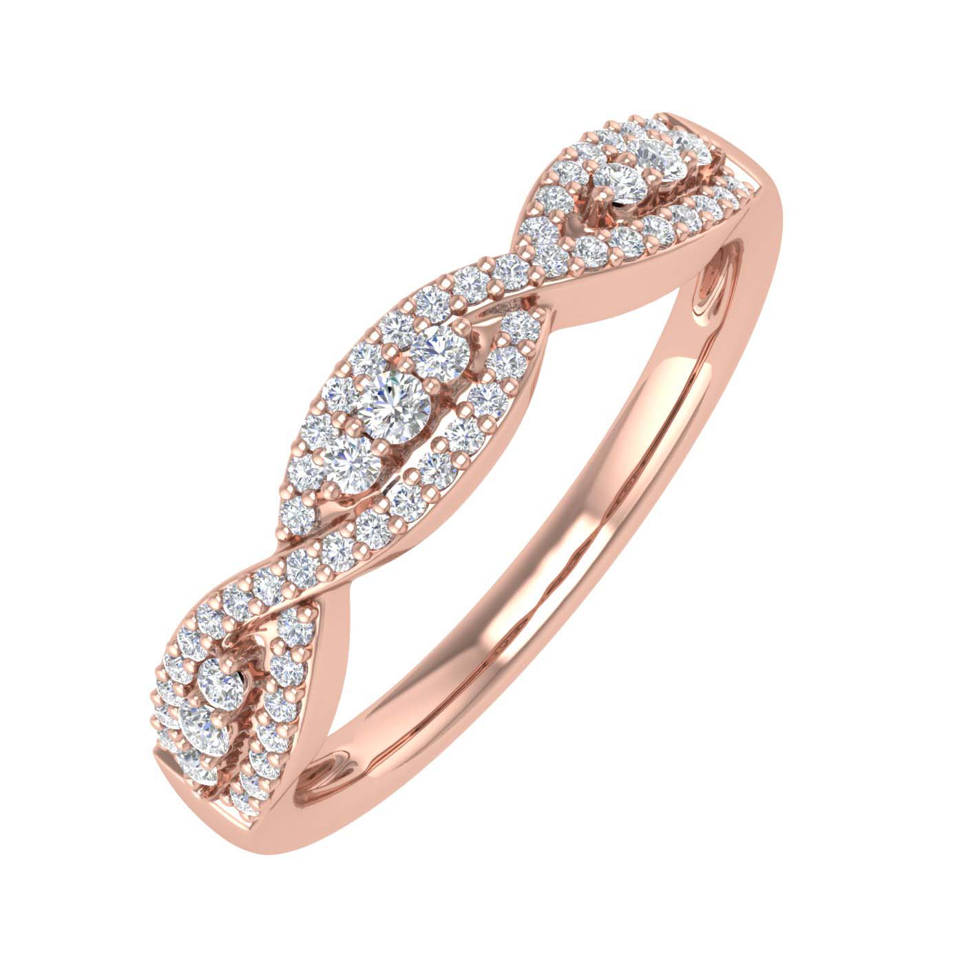 1/5 Carat Prong Set Diamond Twisted Wedding Band Ring in Rose Gold-Thumbail 1