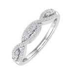 1/5 Carat Prong Set Diamond Twisted Wedding Band Ring in White Gold IG Certified