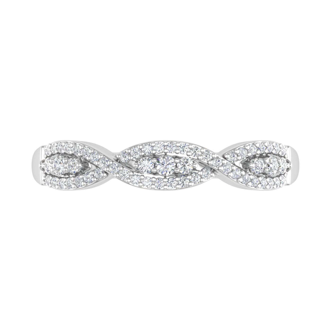 1/5 Carat Prong Set Diamond Twisted Wedding Band Ring in White Gold-Thumbnail 3