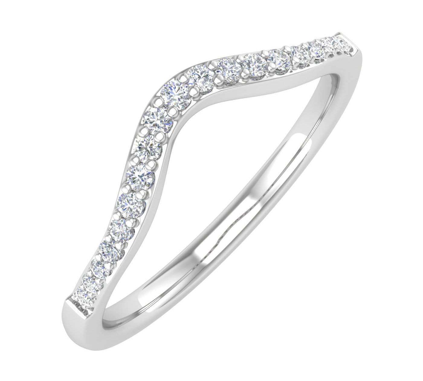 1/10 Carat (ctw) Gold Ladies Diamond Wedding Stackable Band - Guard Ring  - Preview 2