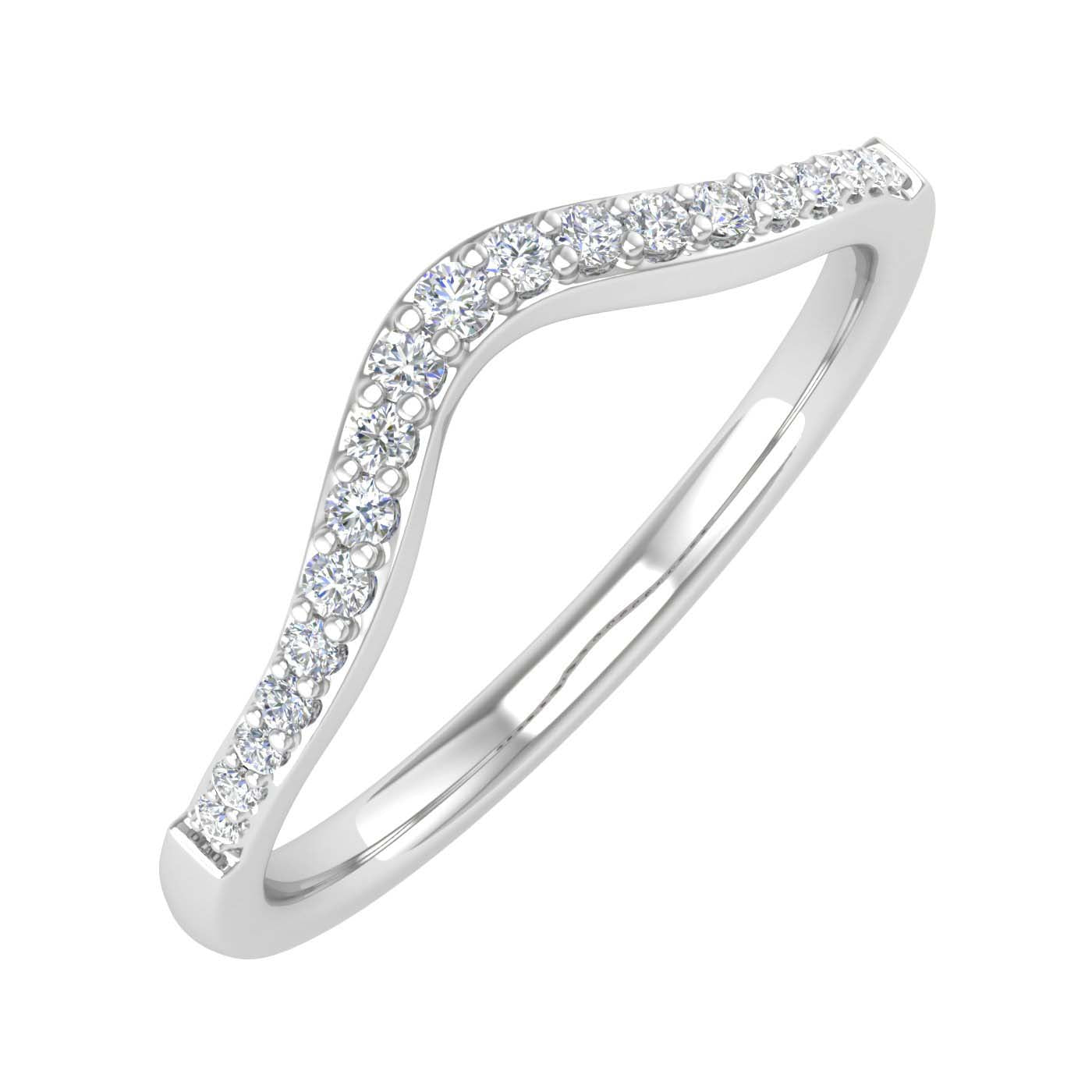 1/10 Carat (ctw) Gold Ladies Diamond Wedding Stackable Band - Guard Ring  - Preview 2