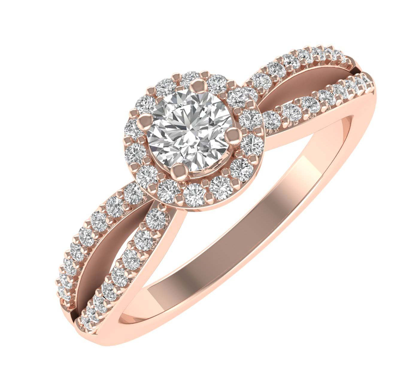 Gold Halo Diamond Infinity Love Solitaire Engagement Ring (0.40 Carat)