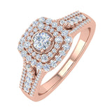 1/2 Carat Cushion Shape Halo Diamond Engagement Ring in Gold