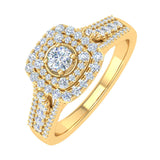 1/2 Carat Cushion Shape Halo Diamond Engagement Ring in Gold