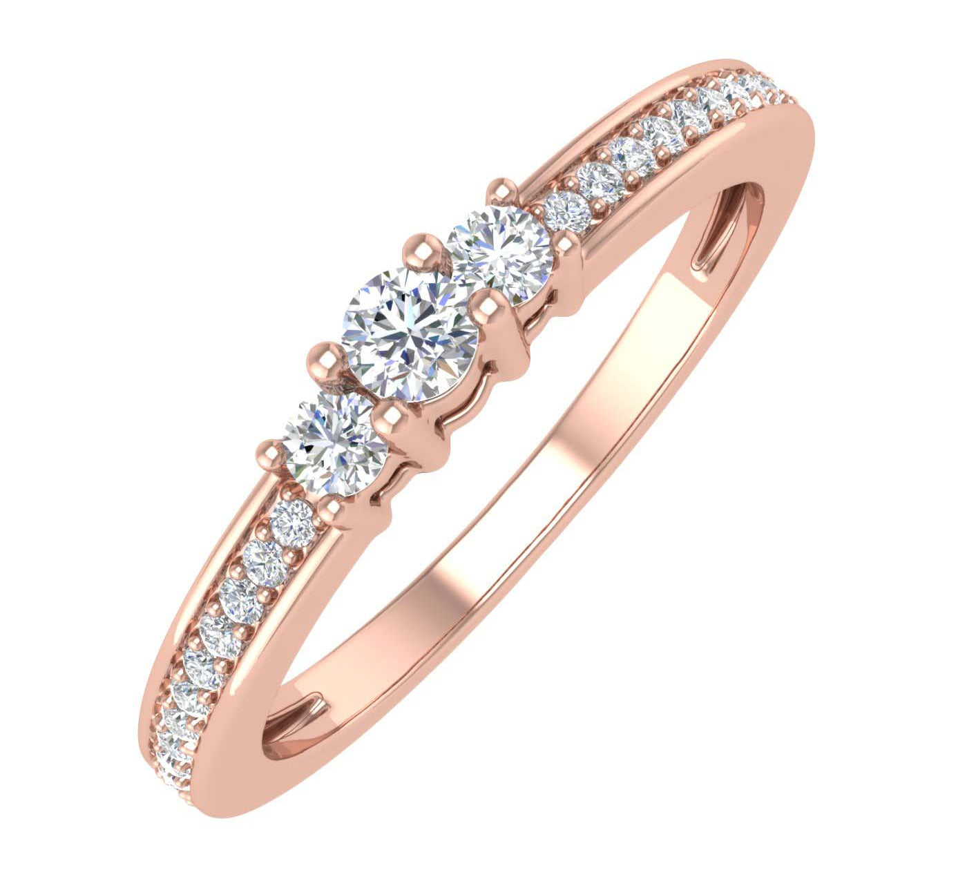 Gold 3-Stone Diamond Engagement Ring (0.22 Carat) - IGI Certified