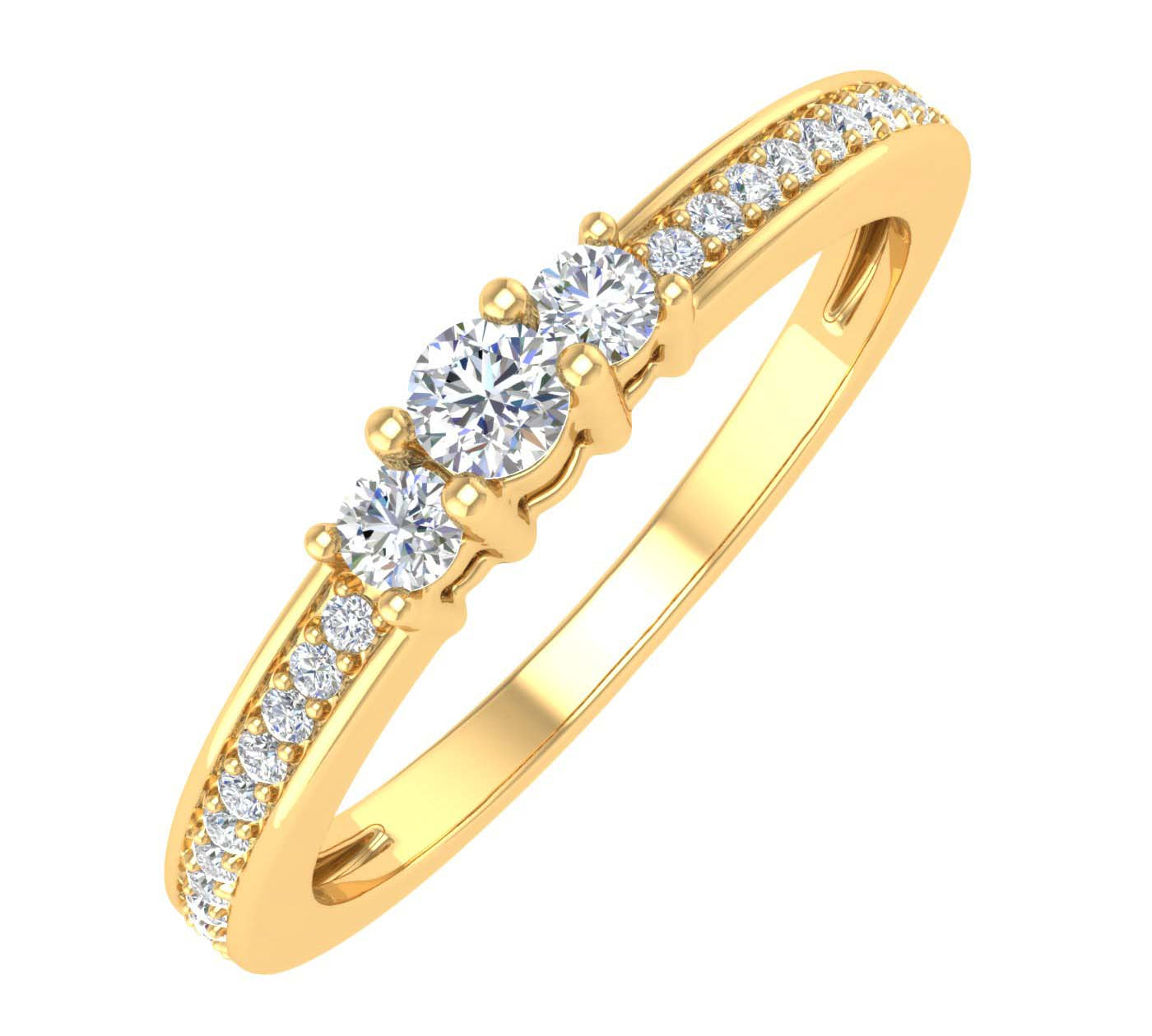 Gold 3-Stone Diamond Engagement Ring (0.22 Carat) - IGI Certified
