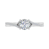 0.70 Carat Prong Set Diamond Twisted Engagement Ring in Gold - IGI Certified