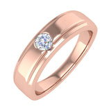 Gold Channel Set Diamond Solitaire Wedding Band Ring (0.18 Carat) - IGI Certified
