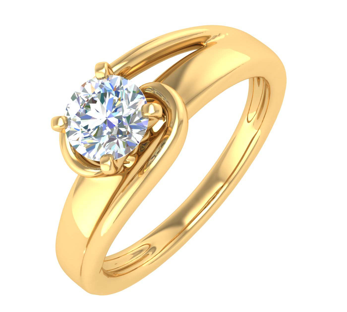 1/2 Carat 4-Prong Set Diamond Solitaire Engagement Ring in Gold - IGI Certified