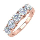 1 1/2 Carat 5-Stone Diamond Wedding Band Ring in Gold - IGI Certified