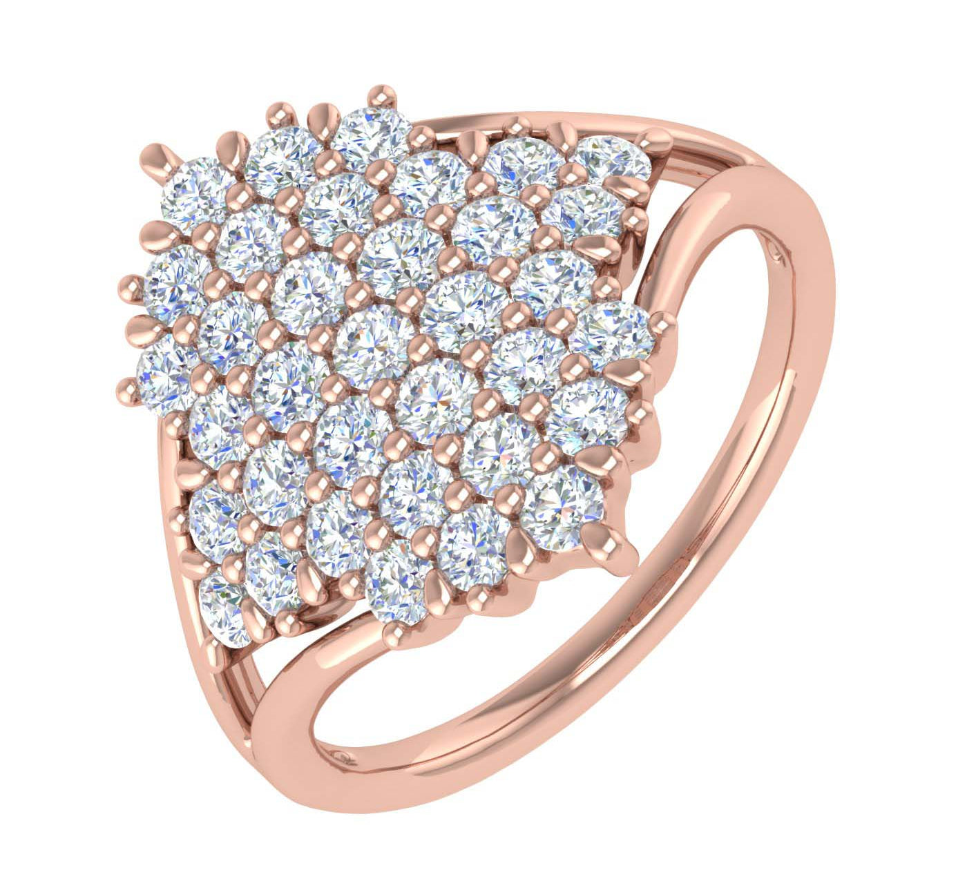 1 Carat Natural Diamond Cluster Ring Band in Gold - IGI Certified