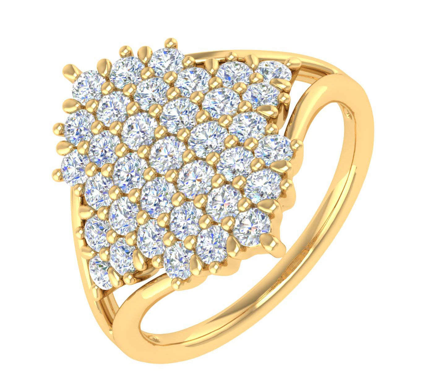 1 Carat Natural Diamond Cluster Ring Band in Gold - IGI Certified