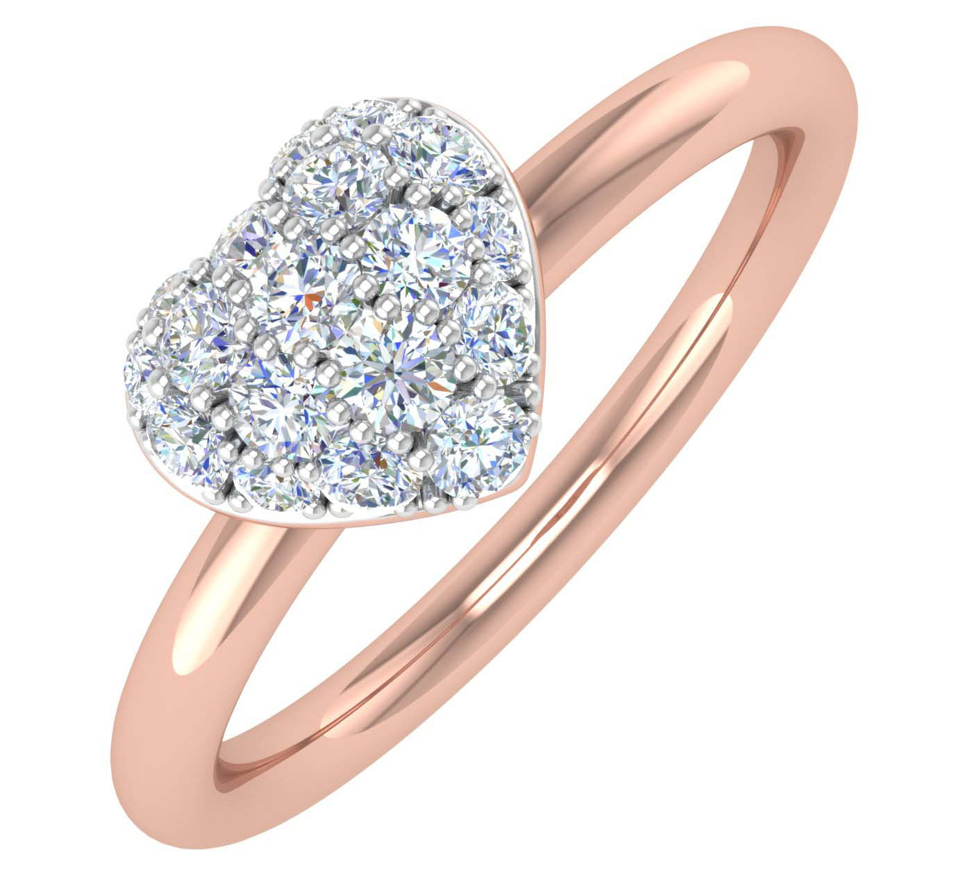 1/4 Carat Diamond Heart-Shaped Promise Ring Band in Gold