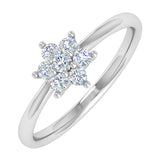 0.15 Carat Prong Set Diamond Cluster Ring Band in Gold