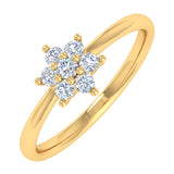 0.15 Carat Prong Set Diamond Cluster Ring Band in Gold