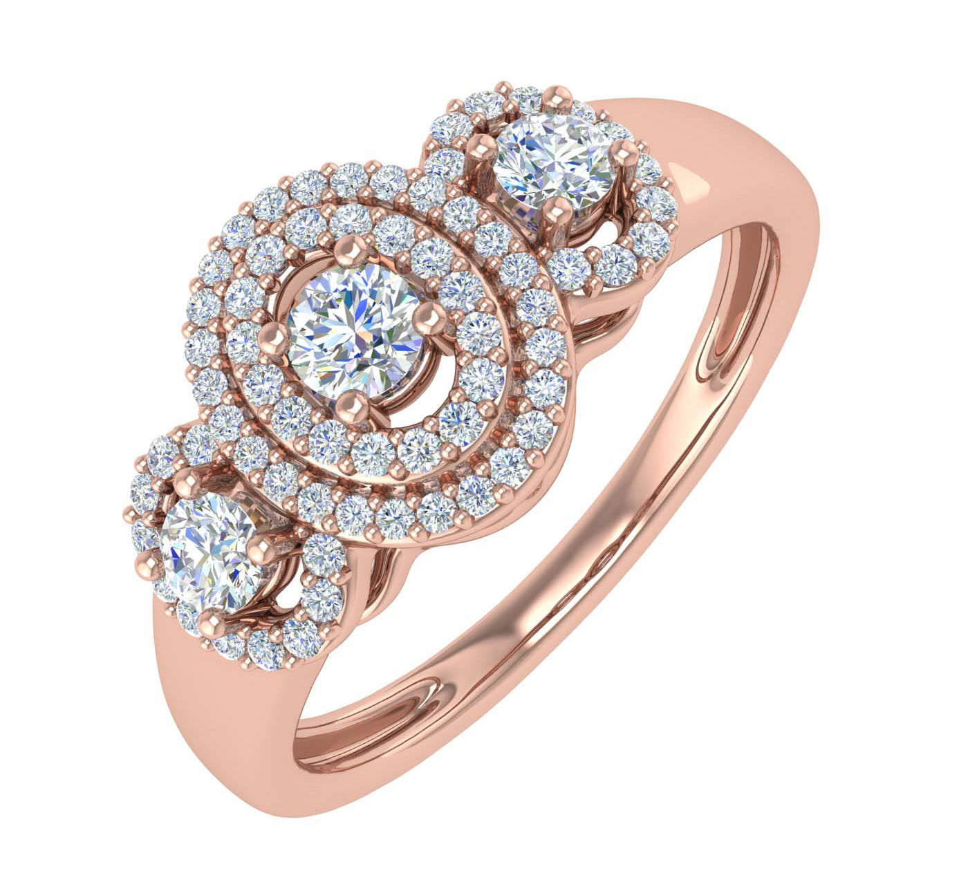 1/3 Carat Halo Diamond Engagement Ring in Gold - IGI Certified
