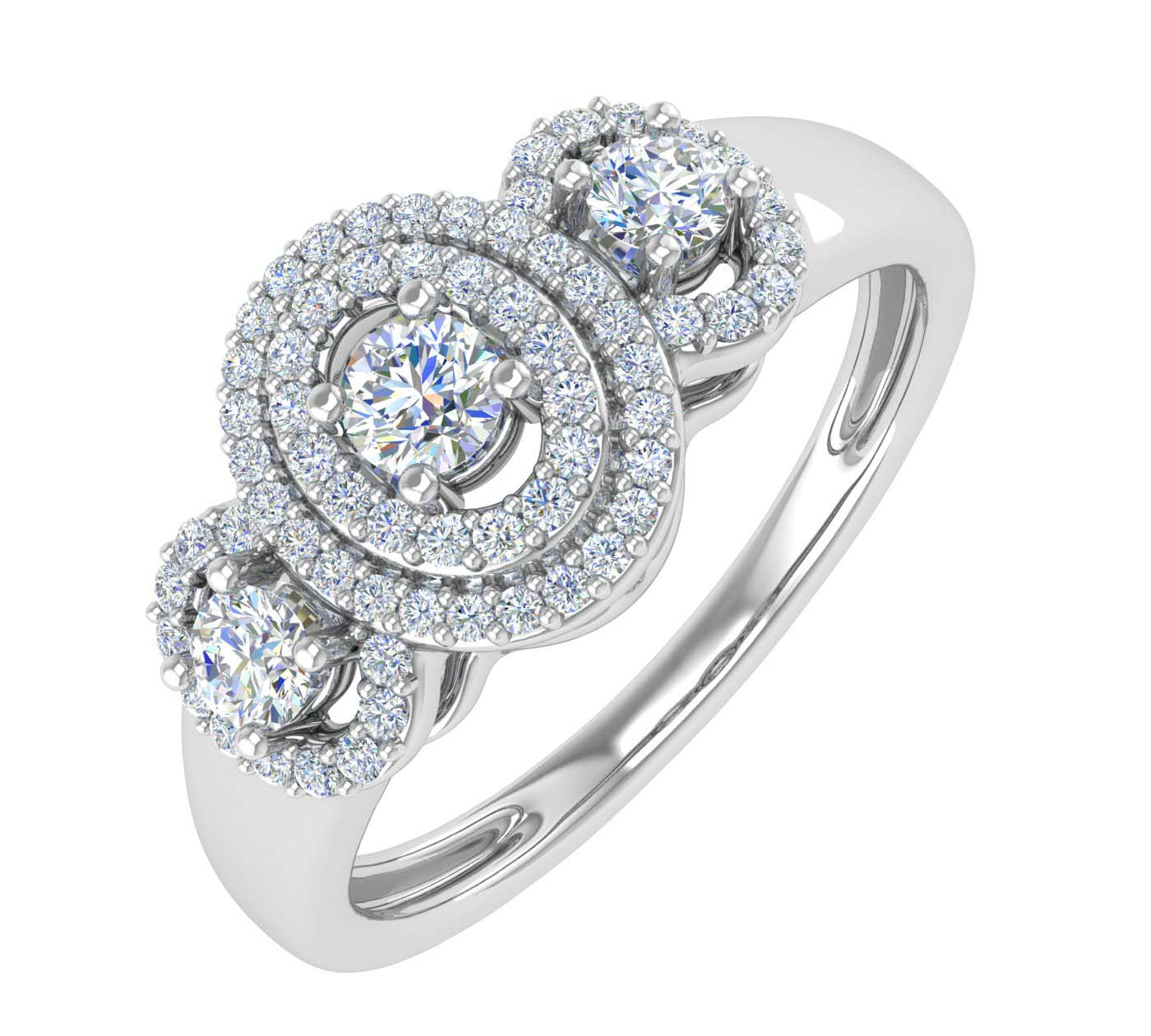 1/3 Carat Halo Diamond Engagement Ring in Gold - IGI Certified