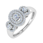 1/3 Carat Halo Diamond Engagement Ring in Gold - IGI Certified