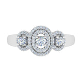1/3 Carat Halo Diamond Engagement Ring in Gold - IGI Certified