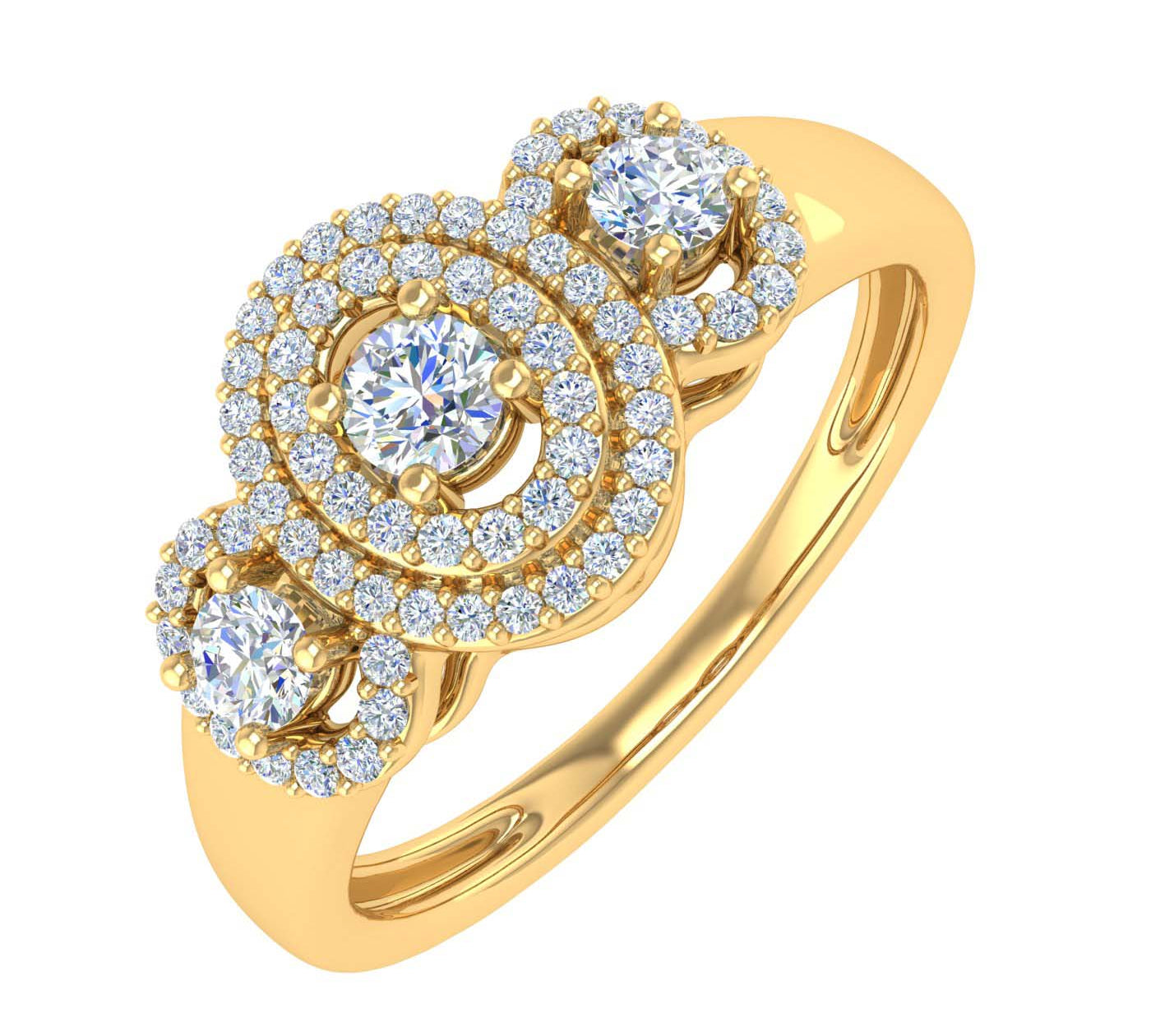 1/3 Carat Halo Diamond Engagement Ring in Gold - IGI Certified