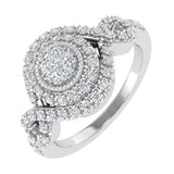 3/8 Carat Prong Set Diamond Twisted Halo Engagement Ring in Gold - IGI Certified