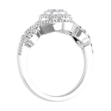 3/8 Carat Prong Set Diamond Twisted Halo Engagement Ring in Gold - IGI Certified