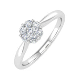 1/4 Carat Prong Set Diamond Cluster Ring Band in Gold