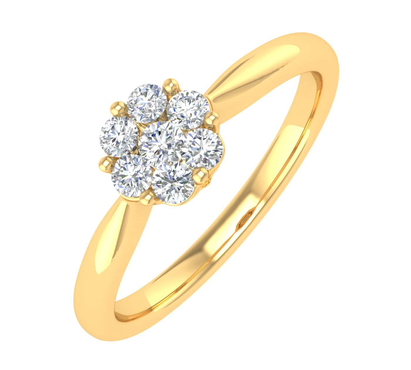 1/4 Carat Prong Set Diamond Cluster Ring Band in Gold - IGI Certified