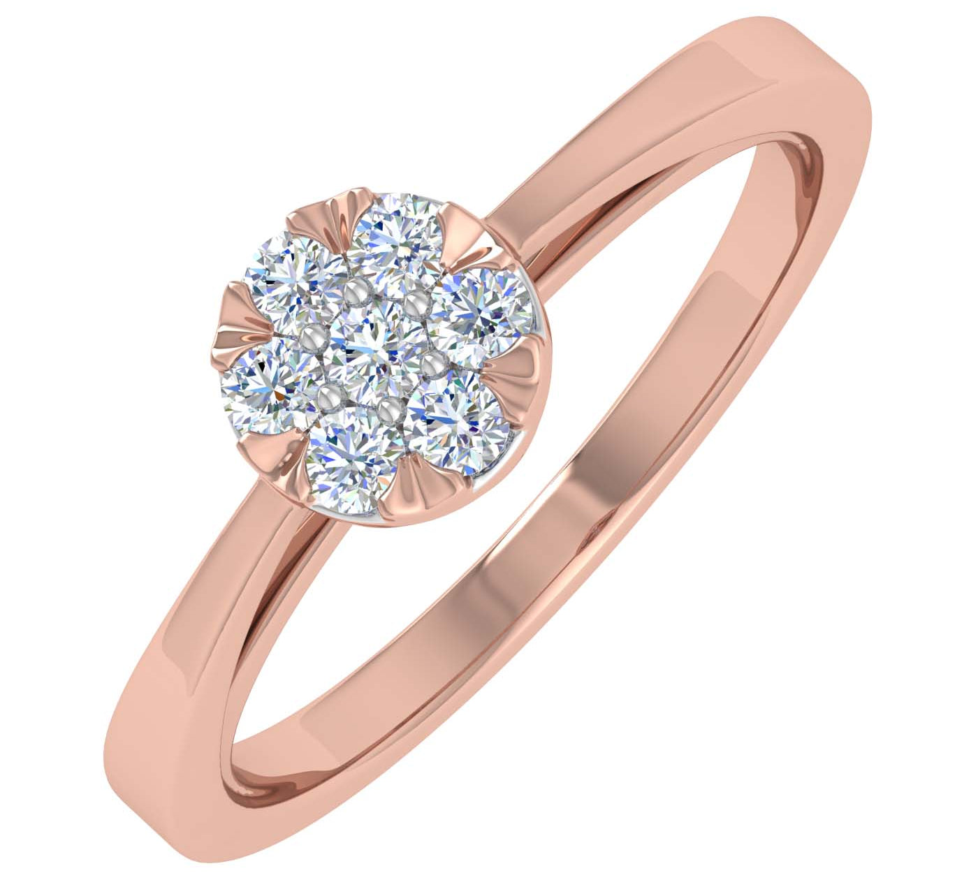 0.15 Carat Cluster Prong Set Diamond Ring in Gold - IGI Certified