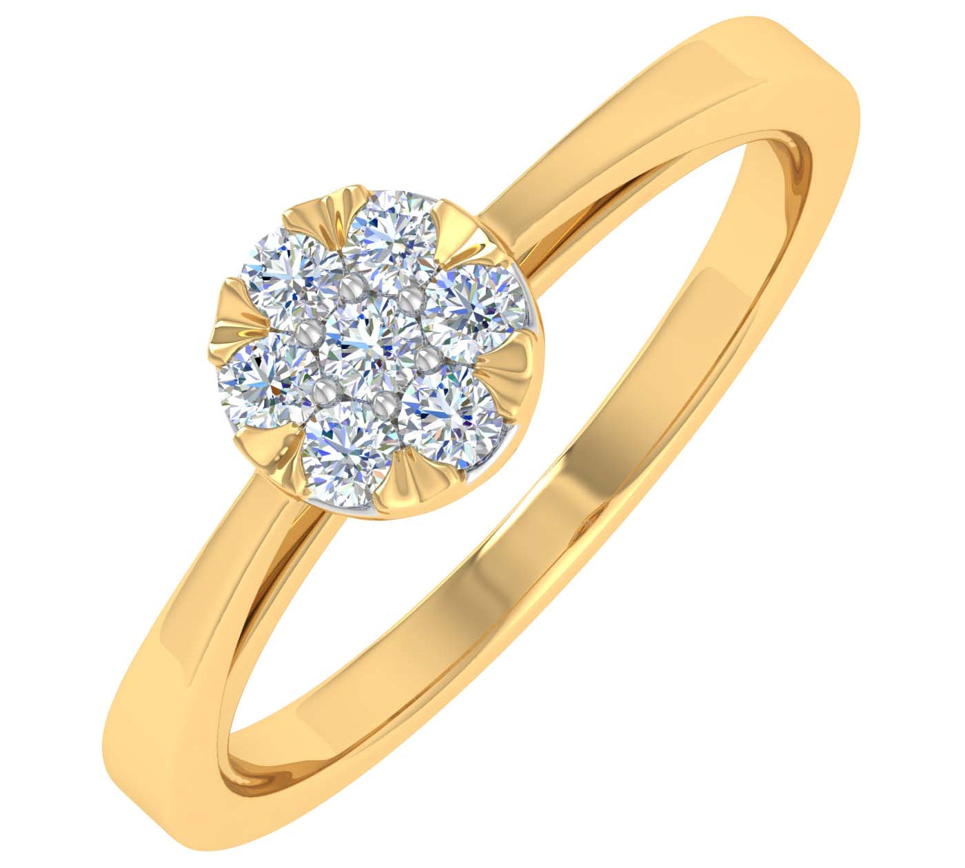 0.15 Carat Cluster Prong Set Diamond Ring in Gold - IGI Certified