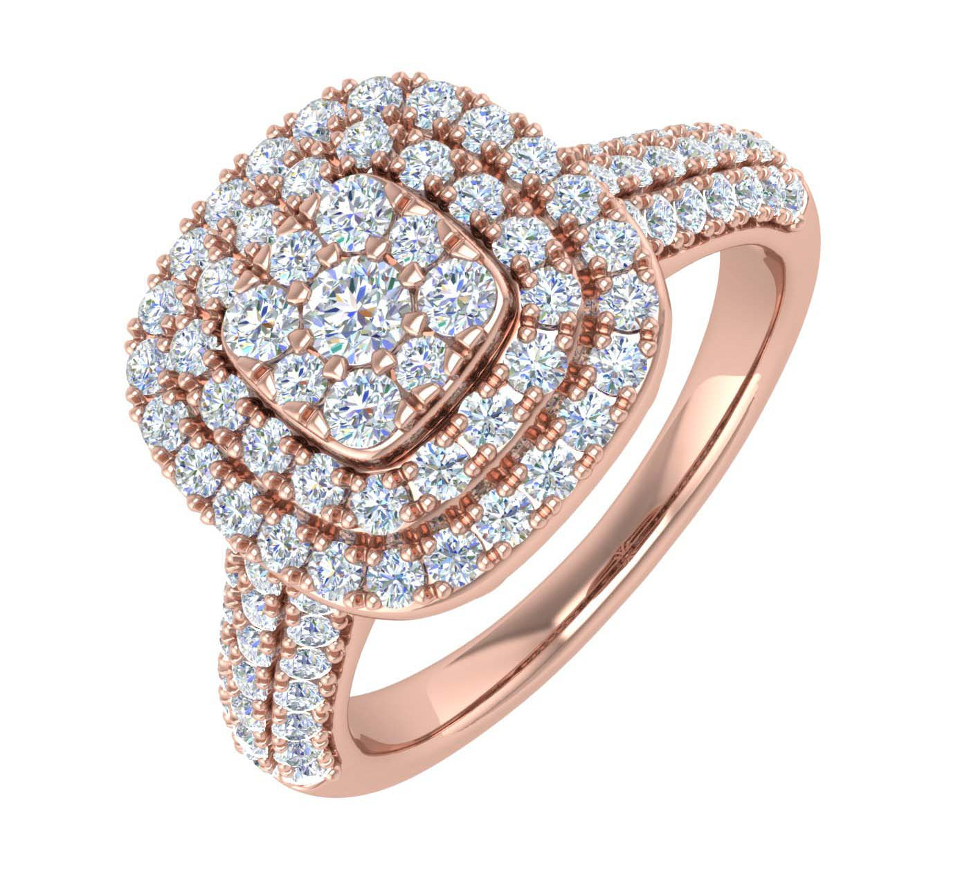 1 Carat Cushion Shape Halo Diamond Engagement Ring in Gold - IGI Certified
