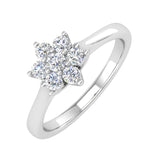 1/4 Carat Flower Shaped Cluster Prong Set Diamond Ring Band in Gold