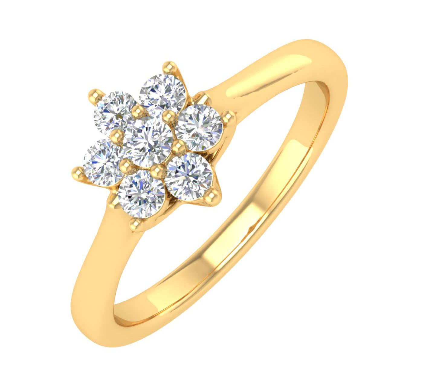 1/4 Carat Flower Shaped Cluster Prong Set Diamond Ring Band in Gold - IGI Certified