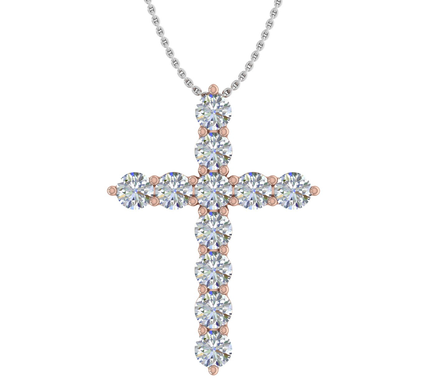 0.50 to 1 Carat Diamond Cross Pendant Necklace in 14K Gold (With Silver Chain)