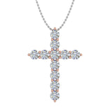 0.50 to 1 Carat Diamond Cross Pendant Necklace in 14K Gold (With Silver Chain)
