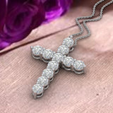 0.50 to 1 Carat Diamond Cross Pendant Necklace in 14K Gold (With Silver Chain)