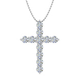 0.50 to 1 Carat Diamond Cross Pendant Necklace in 14K Gold (With Silver Chain)