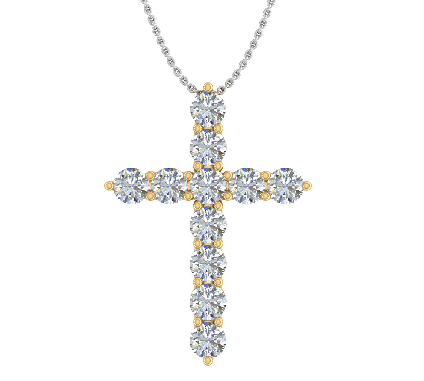 0.50 to 1 Carat Diamond Cross Pendant Necklace in 14K Gold (With Silver Chain)