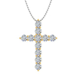 0.50 to 1 Carat Diamond Cross Pendant Necklace in 14K Gold (With Silver Chain)