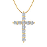 0.50 Carat Diamond Cross Pendant Necklace in 14K Gold (Silver Chain Included) (I1-I2 Clarity)