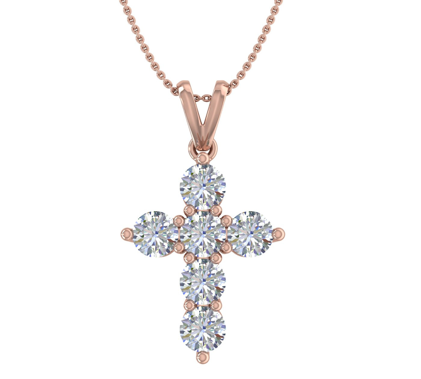 1.50 Carat Diamond Cross Pendant Necklaces in 14K Gold (Included Silver Chain) - IGI Certified