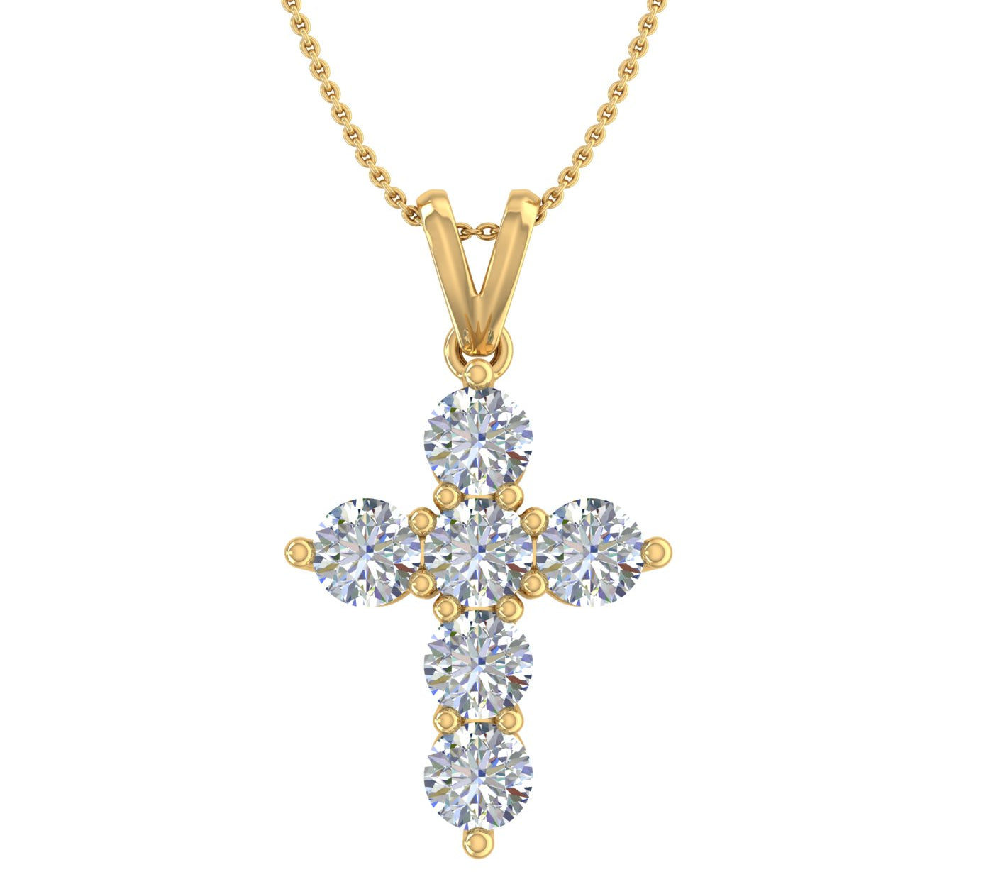 1.50 Carat Diamond Cross Pendant Necklaces in 14K Gold (Included Silver Chain) - IGI Certified