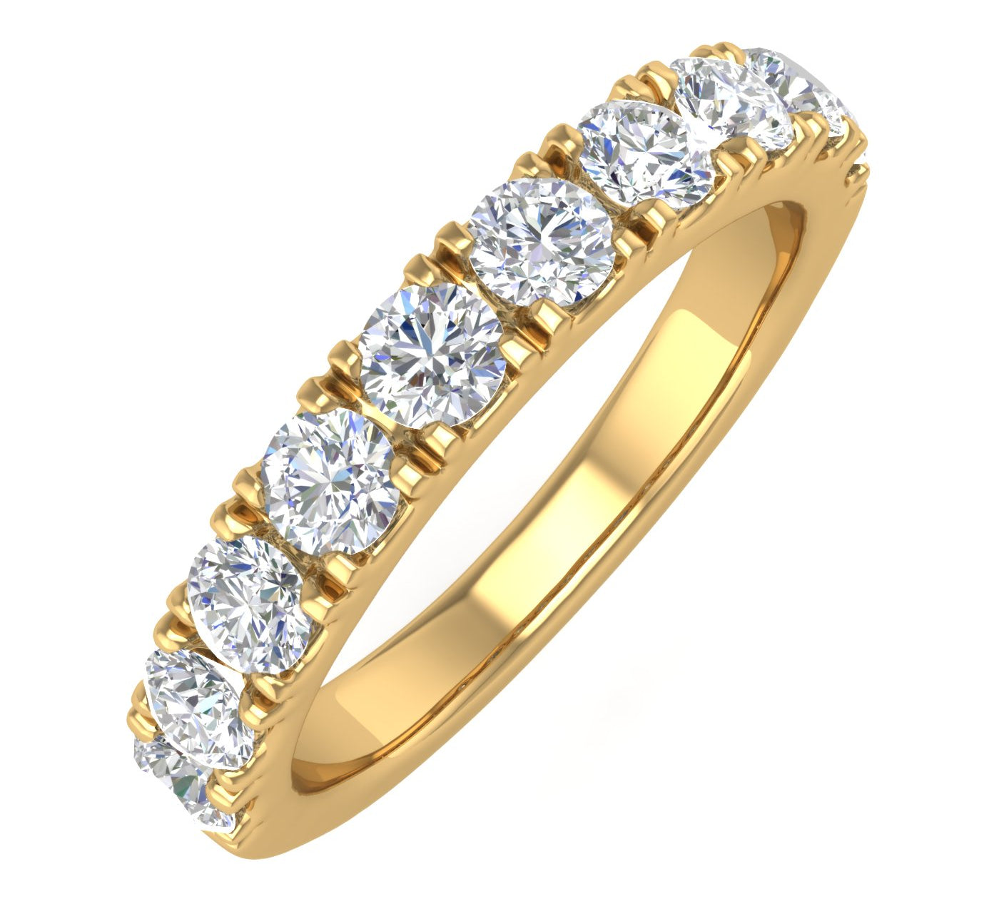 Gold Diamond Wedding Band Ring (0.85 Carat) - IGI Certified