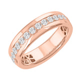 3/4 Carat Diamond Unisex Wedding Band Ring in Rose Gold