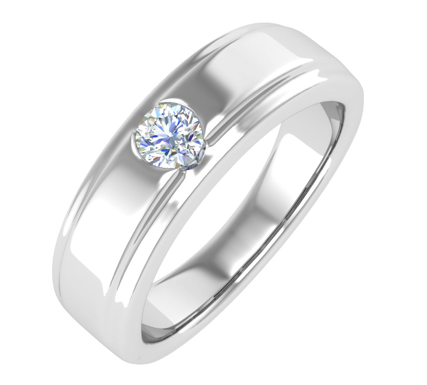 1/5 Carat Channel Set Unisex Diamond Solitaire Wedding Ring Band in Gold