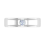 White Gold Channel Set Diamond Solitaire Wedding Band Ring (0.18 Carat)