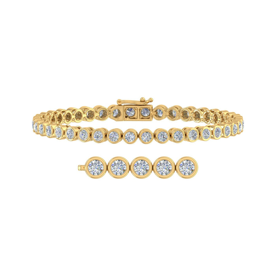 5 Carat Bezel Set Diamond Tennis Bracelet in 14K Gold (7.5 Inch) (I1-I2 Clarity)