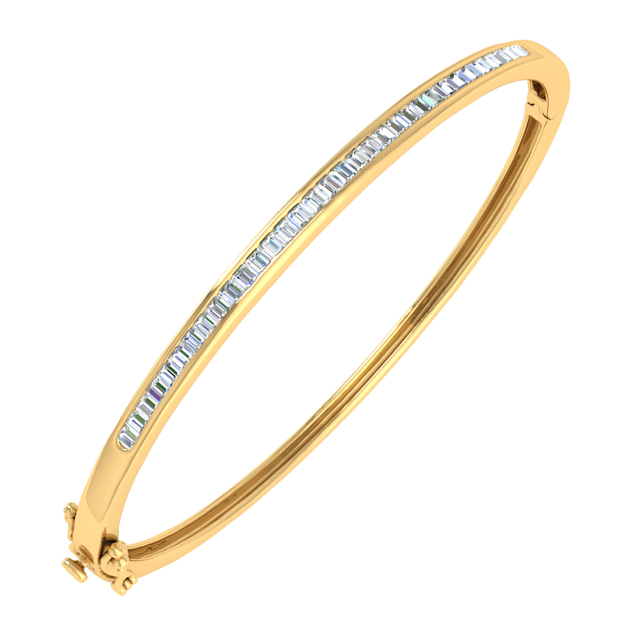 1 1/4 Carat Channel Set Diamond Womens Bangle Bracelet in Gold