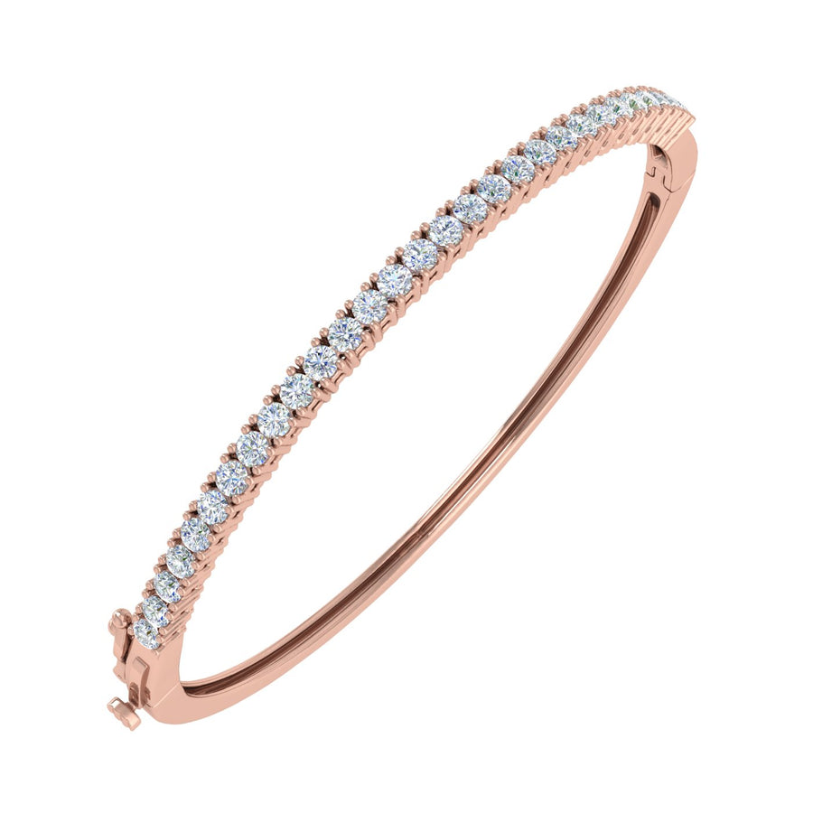 1 1/2 Carat Prong Set Diamond Ladies Bangle Bracelet in Gold