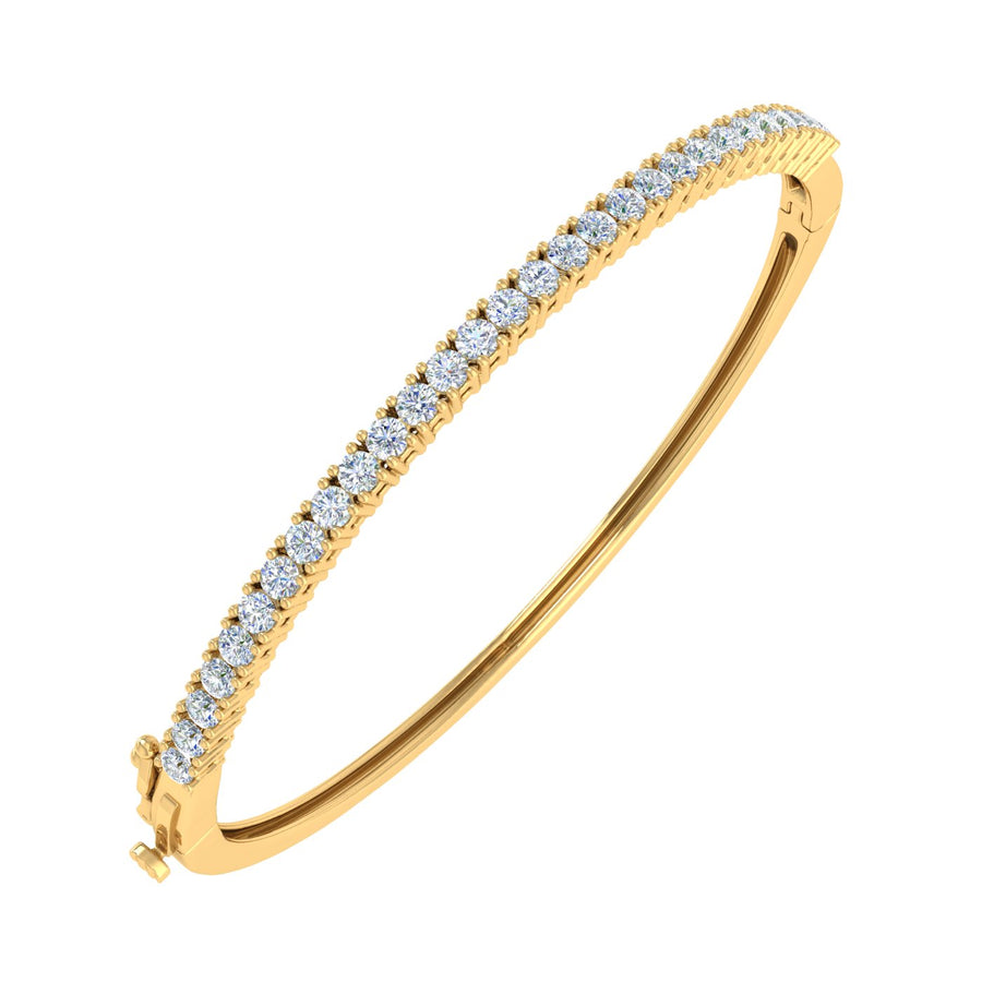 1 1/2 Carat Prong Set Diamond Ladies Bangle Bracelet in Gold